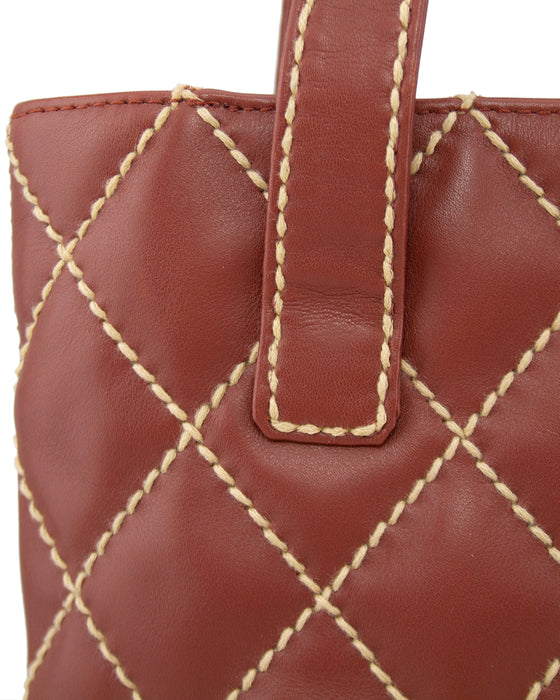 2003 Terra Cotta Leather Wild Stitch Small Surpique Tote Bag