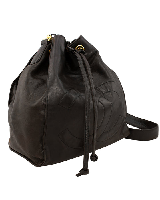 Dark Brown Leather Bucket Bag