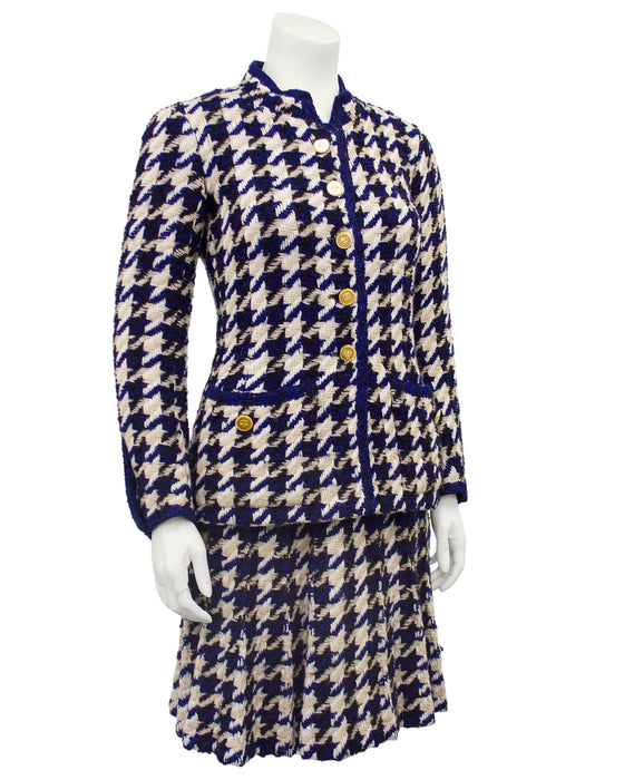 Navy Woven Wool Classic Skirt Suit