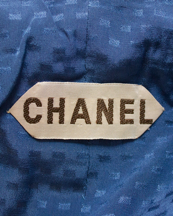 Brown and Blue Haute Couture Tweed 5 Piece Skirt Suit from 1981