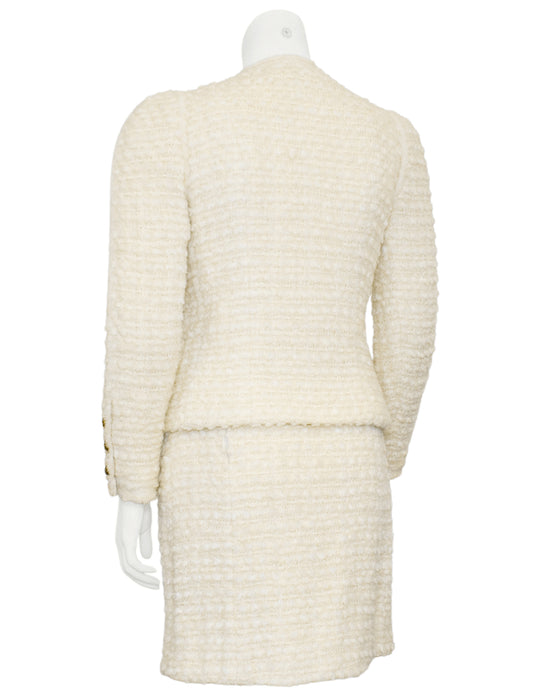 Cream Haute Couture Boucle and Tweed Skirt Suit