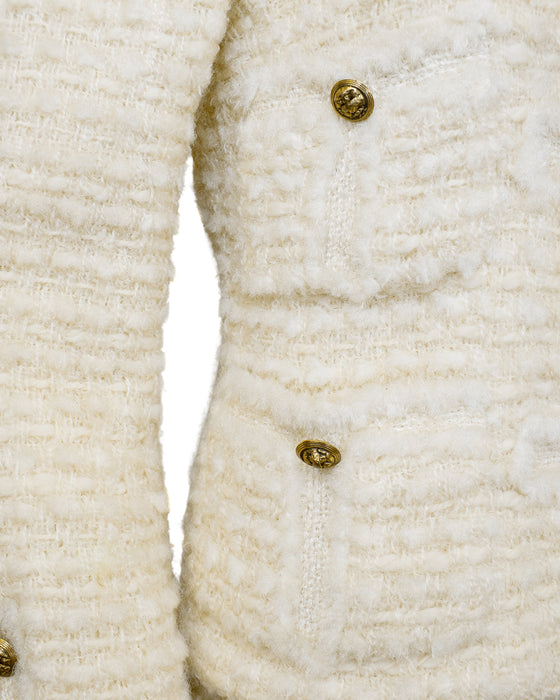 Cream Haute Couture Boucle and Tweed Skirt Suit