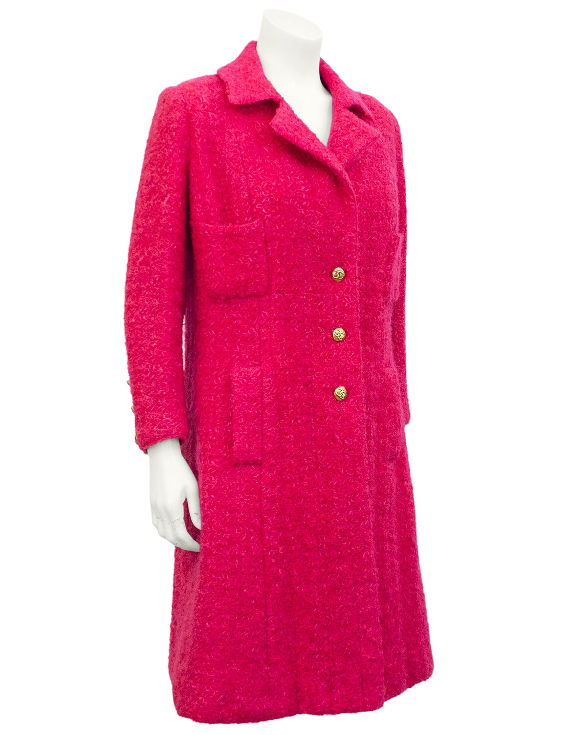 Pink boucle coat cheap