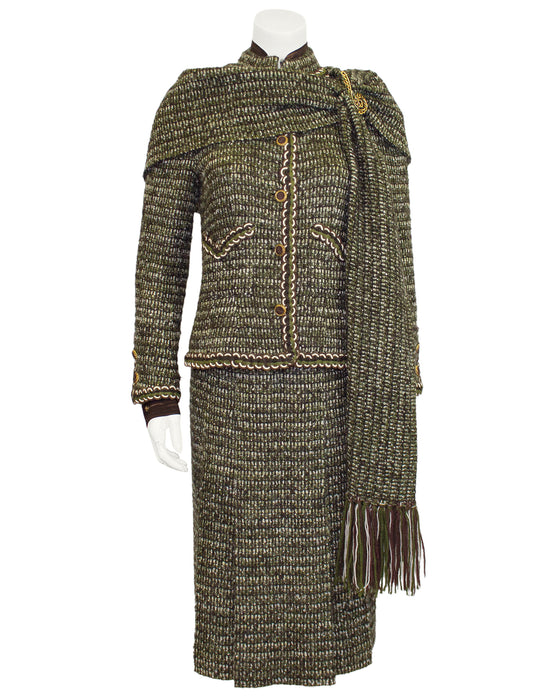 Green and Brown Tweed Piece Skirt Suit from 1981 – Vintage Couture