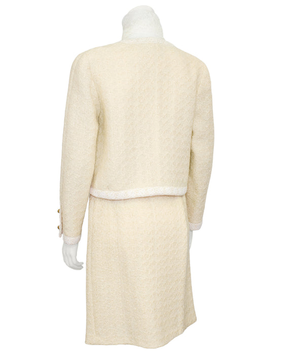 Cream Lace & Bouclé Wool 5pc RTW Skirt Suit