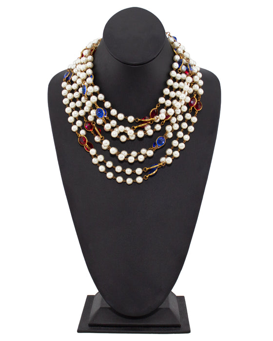 Vintage Chanel Faux Pearl Multi-Strand Necklace