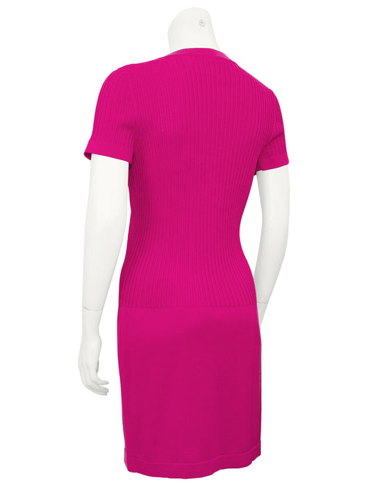 Magenta Ribbed Knit Dress