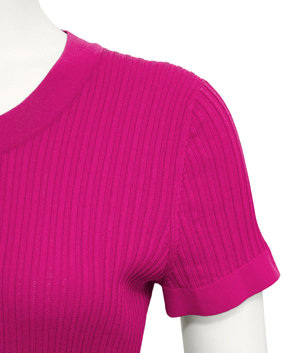 Magenta Ribbed Knit Dress