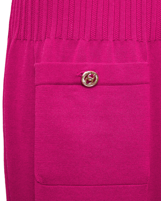 Magenta Ribbed Knit Dress