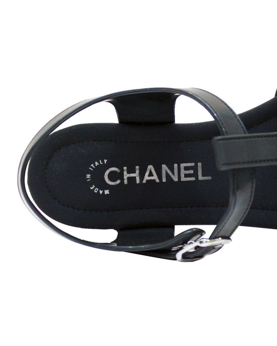 Black Platform Jelly Sandals with Sockette
