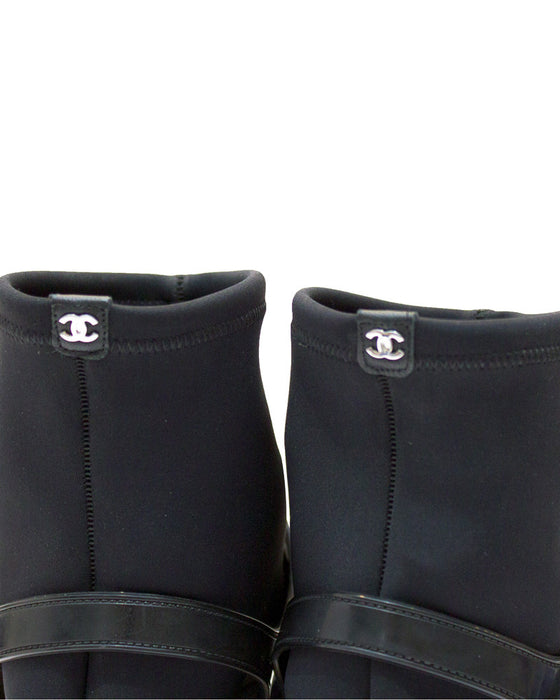 Black Platform Jelly Sandals with Sockette
