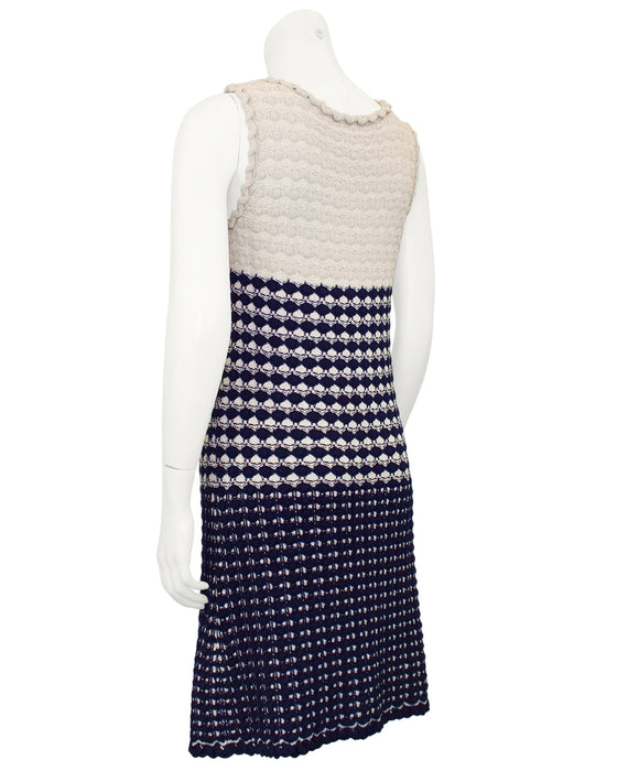 Beige and Navy Knit Dress