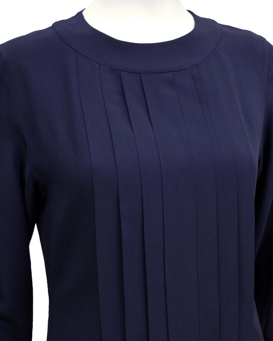 Navy Blue Silk Blouson Top