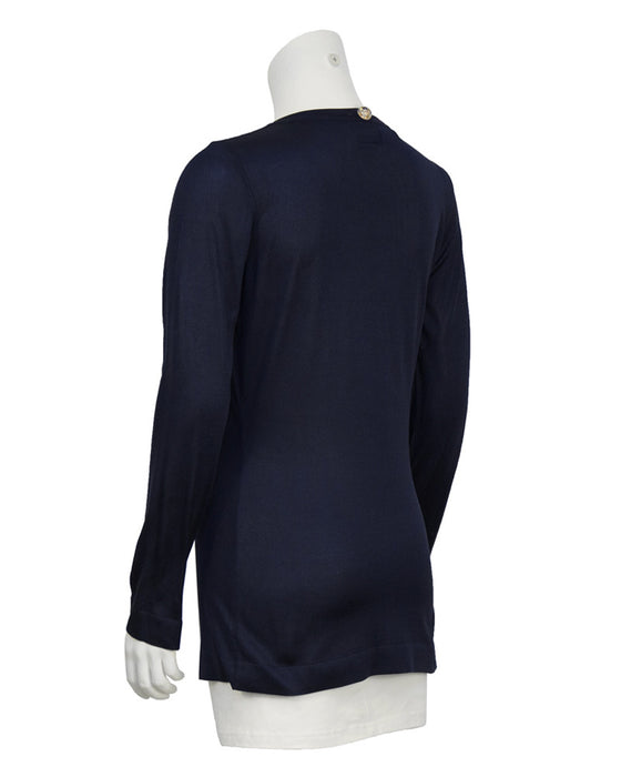 Navy Classic Long Sleeve Top