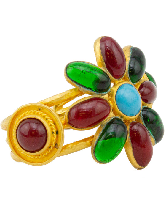 Autumn 1993 Gilt Metal and Multi-Colour Poured Glass Cuff