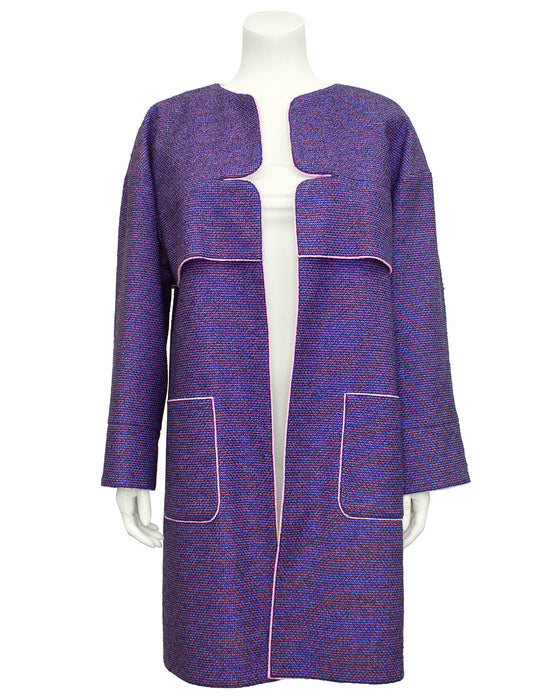 Purple Spring 2013 Tweed Open Front Coat