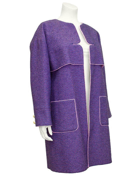 Purple Spring 2013 Tweed Open Front Coat