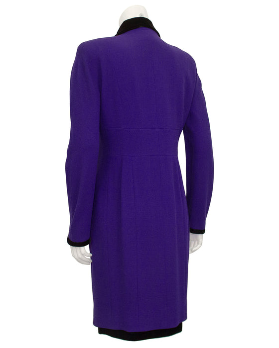 Purple and Black Velvet Coat Dress and Skirt Ensemble