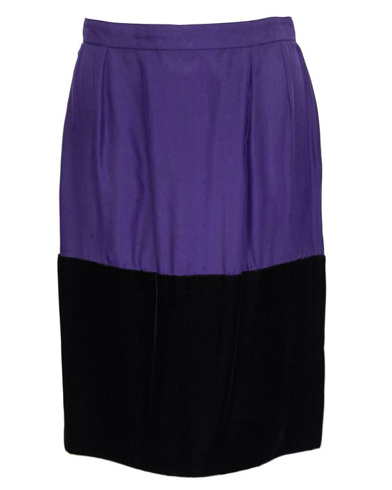 Purple and Black Velvet Coat Dress and Skirt Ensemble
