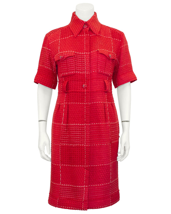 Red and White 2007 Wool Shirtdress