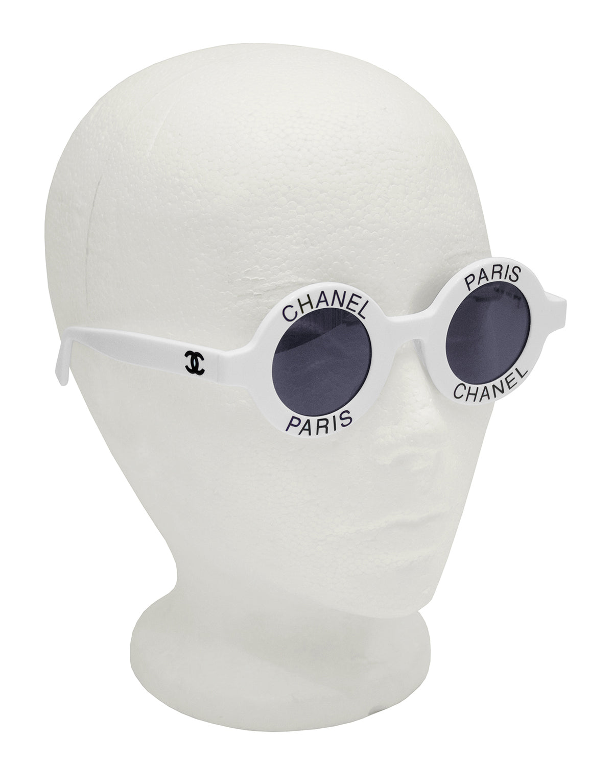 White Chanel Paris Round Sunglasses