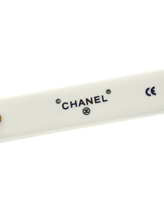White Chanel Paris Round Sunglasses