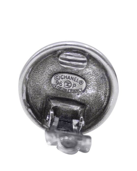 Silver logo clip-on earrings