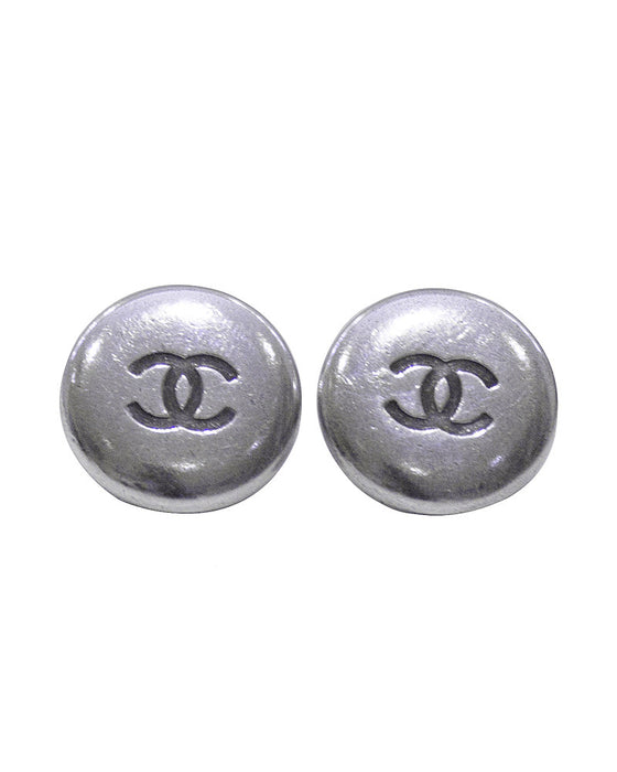 Silver logo clip-on earrings