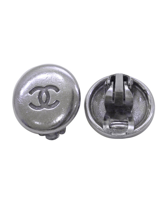 Silver logo clip-on earrings