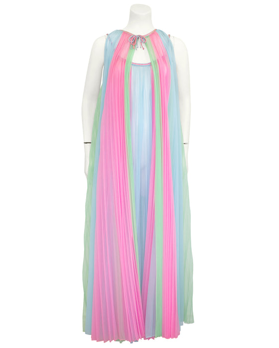 Pastel Pleated Peignoir Set