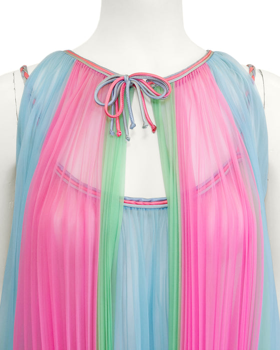 Pastel Pleated Peignoir Set