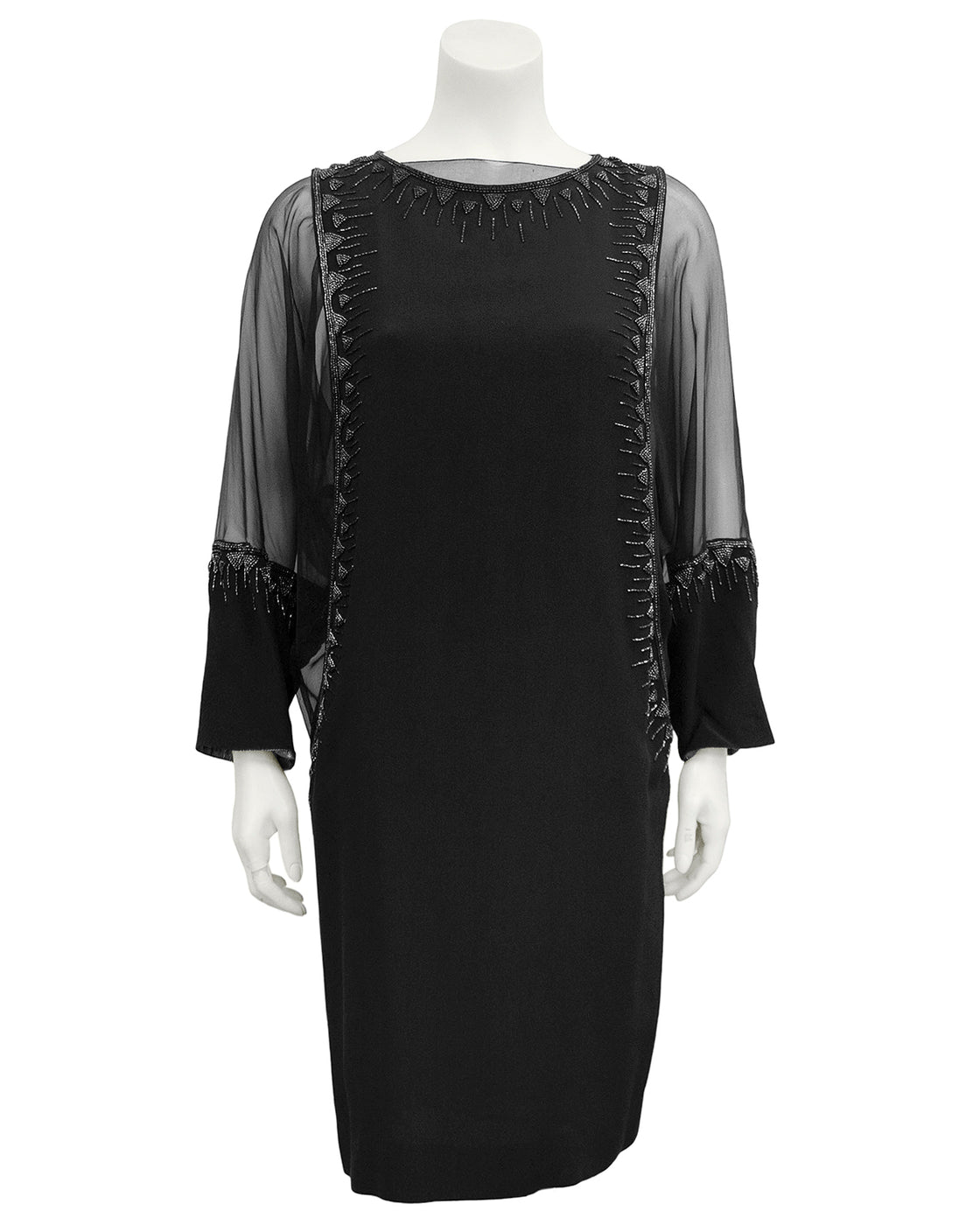 Black Sheer Beaded Cocktail Dress – Vintage Couture