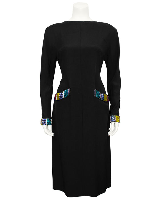 Black Dress with Colourful Beading