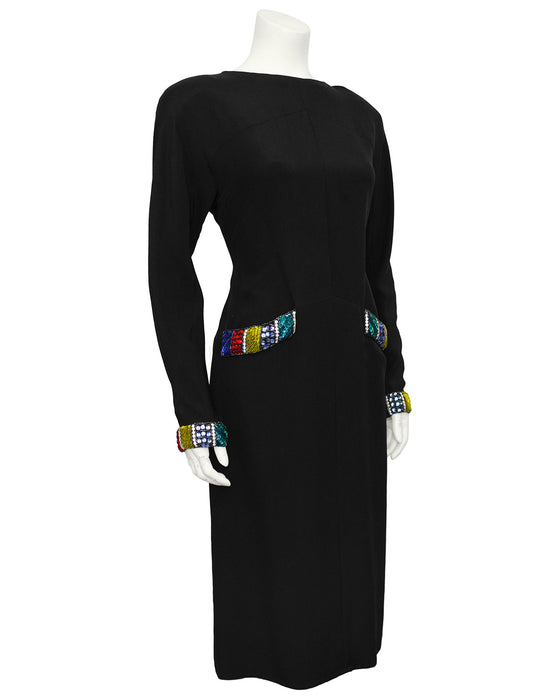 Black Dress with Colourful Beading