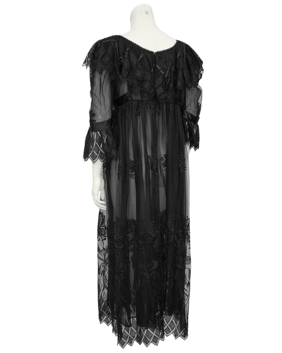 Black Embroidered Tulle Cocktail Dress