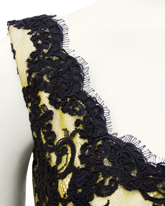 Yellow and Black Lace & Tulle Cocktail Dress – Vintage Couture