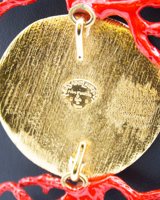 Red Enamel & Gold Coral Necklace