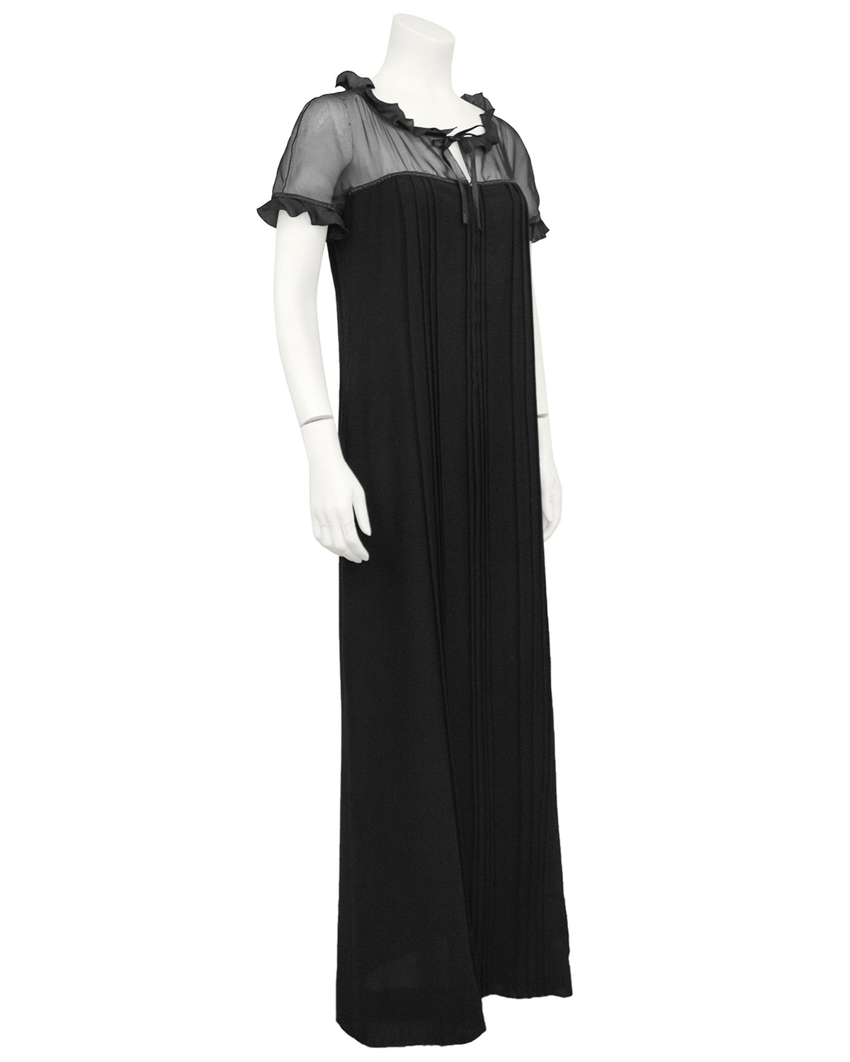Embroidered Black Chiffon Gown-7078