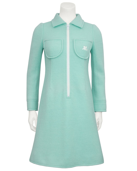 Mint Green Space Age Zip Front Dress