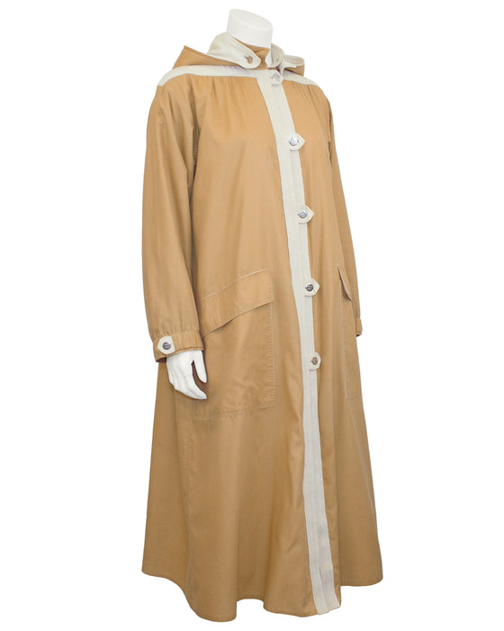 Camel Car Coat with Hood