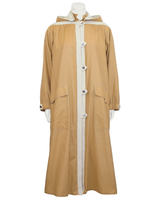 Camel Car Coat with Hood