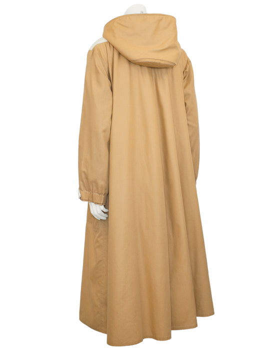 Camel Car Coat with Hood