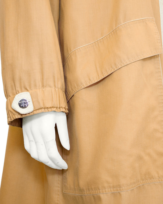 Camel Car Coat with Hood