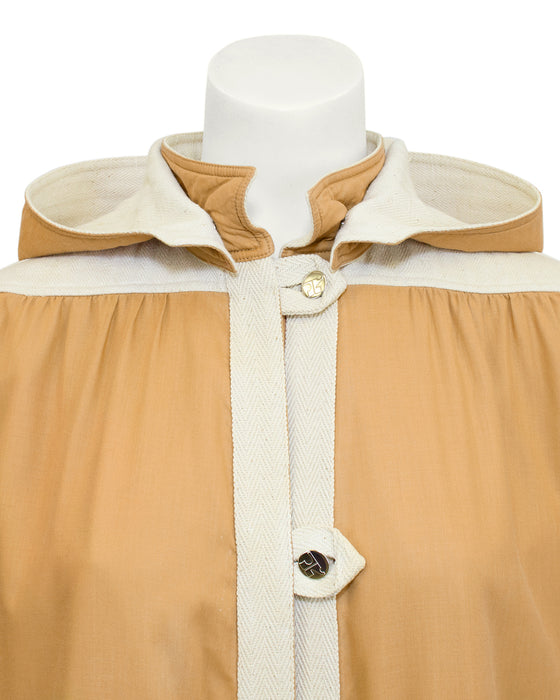 Camel Car Coat with Hood