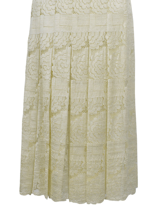 Cream Lace Tea Length Dress