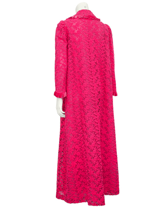 Hot Pink Lace Duster with Velvet Trim