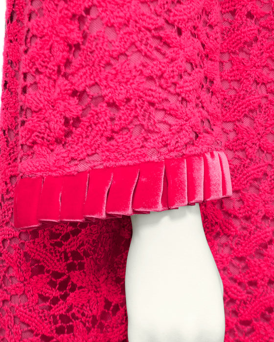 Hot Pink Lace Duster with Velvet Trim