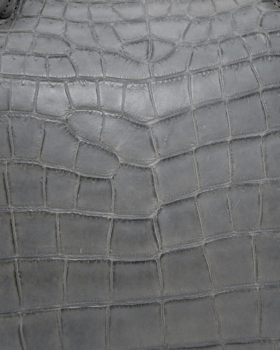 Italian Reptile Effect Matte Grey Handbag