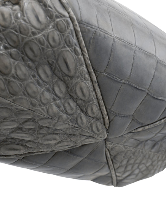 Italian Reptile Effect Matte Grey Handbag