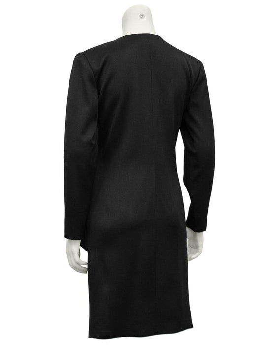 Black Fine Wool Tuxedo Dress